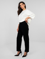 Czarne damskie spodnie paperbag z sztruksu