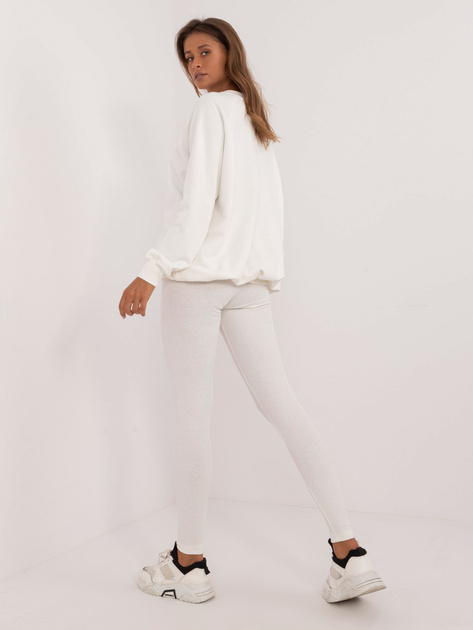 Hurt Ecru damski komplet dresowy z legginsami w prążek