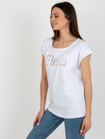 Hurt Biały damski t-shirt jednokolorowy z wycięciami