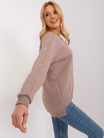 Hurtownia Ciemnobeżowa asymetryczna bluza basic 