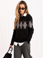 Czarny sweter oversize z okrągłym dekoltem