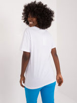 Hurtownia Biały bawełniany t-shirt z aplikacjami