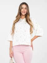 Ecru damska bluza z rękawem 3/4