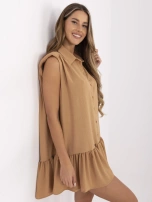 Camelowa mini sukienka z guzikami Odelia RUE PARIS 
