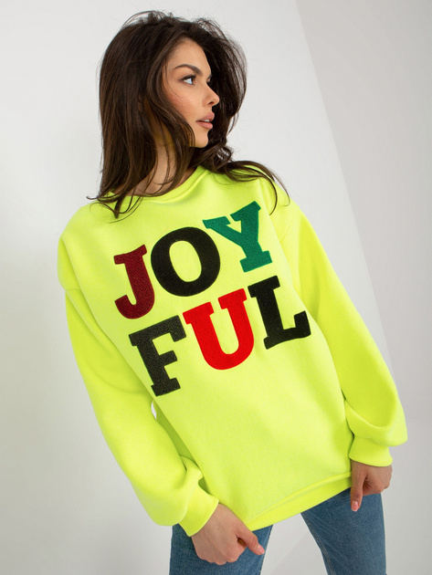 Hurt Fluo żółta dresowa bluza bez kaptura z naszywkami