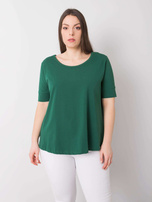 Ciemnozielony t-shirt z bawełny plus size Missy