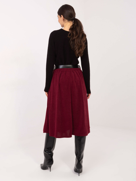 Bordowa spódnica z prążkowanej dzianiny RUE PARIS