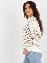 Hurtownia Ecru ażurowy sweter letni z dodatkiem wełny