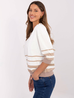 Hurtowna online Ecru luźna bluzka damska z bawełny