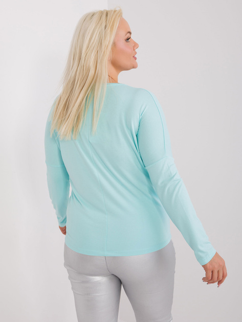 Hurt Miętowa gładka bluzka plus size z wiskozy Elisa