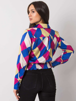 Niebiesko-żółta bluzka koszulowa we wzory Grizella