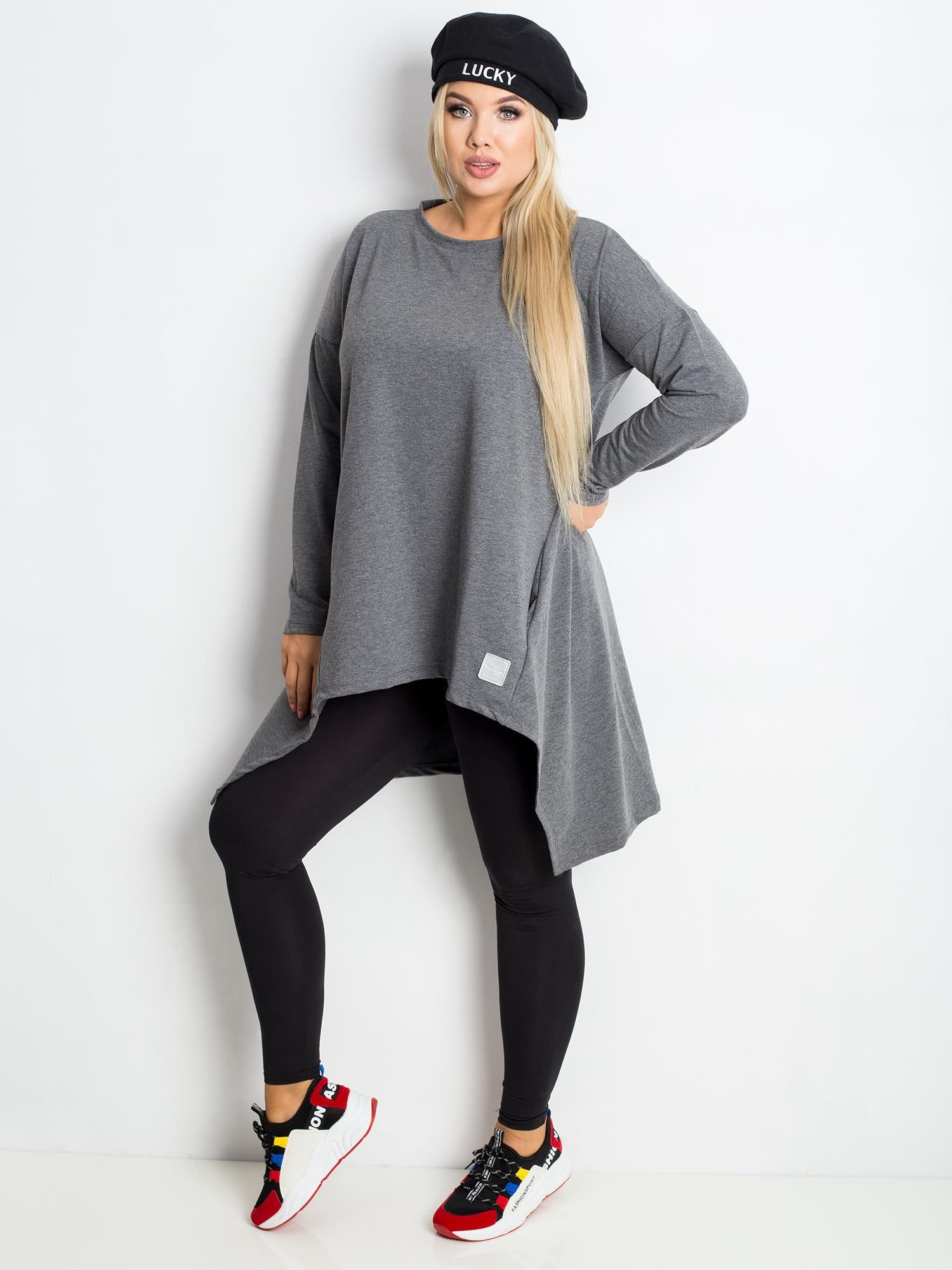 Dunkelgraues Plus-Size-Tunika Andrea.