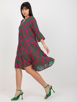 Hurt Zielona damska sukienka z printam i falbaną SUBLEVEL