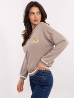 Hurtownia Ciemnobeżowa bluza z okrągłym dekoltem