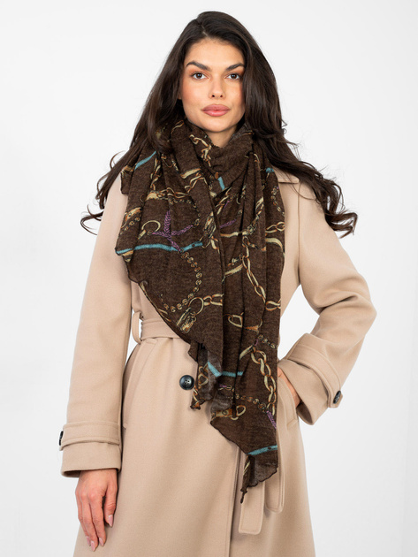 Brązowa damska chusta z nadrukiem
