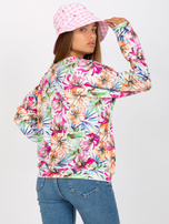 Hurt Ecru welurowa bluzka z nadrukiem i dekoltem w serek RUE PARIS 