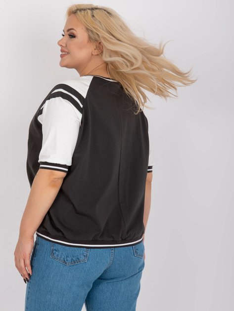 Khaki-biała bluzka plus size z dekoltem w serek