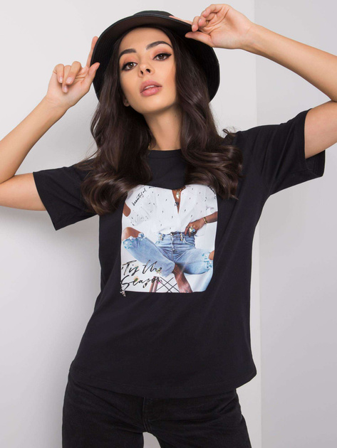 Czarny t-shirt z aplikacją Aya