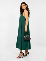 Ciemnozielona bawełniana sukienka na ramiączkach  RUE PARIS 