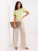 Pistacjowa damska bluzka boho z krótkim rękawem