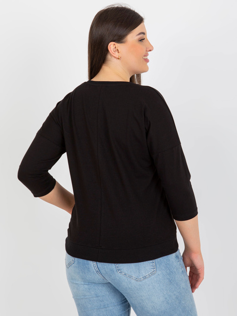 Hurt Czarna bluzka plus size z błyszczącym printem