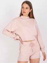 Light pink basic sweat shorts with a high waist.