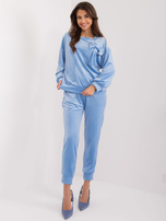 Light blue casual velour set with a bow.