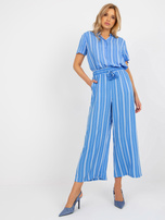 Hurt Niebieskie materiałowe spodnie palazzo z wiskozy SUBLEVEL