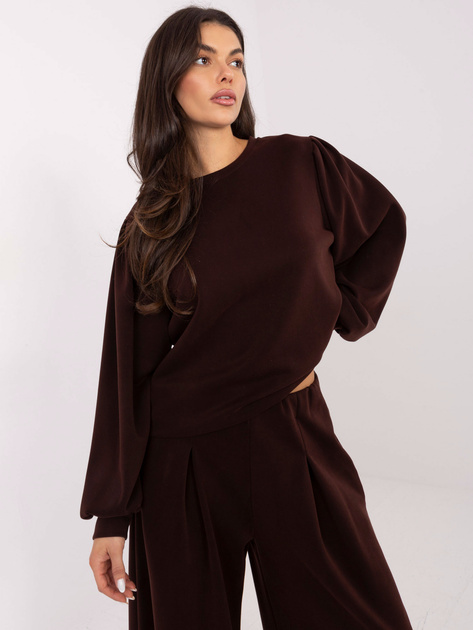 Ciemnobrązowe dresowe spodnie z zakładkami