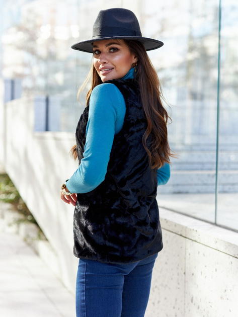 Czarna kamizelka futrzana damska Loxxley