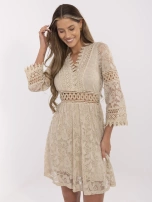 Beżowa sukienka boho z podszewką z wiskozy