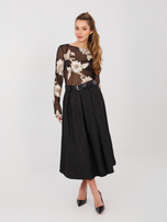 Czarna żakardowa spódnica z paskiem RUE PARIS 