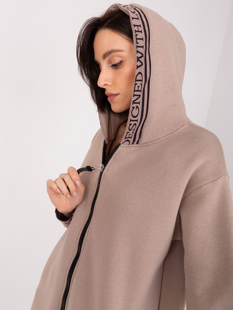 Hurtownia Ciemnobeżowa długa bluza rozpinana