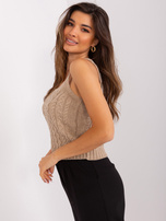 Hurt Ciemnobeżowy dwuczęściowy komplet z dzianiny