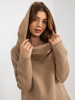 Hurt Ciemnobeżowy dresowy komplet basic z asymetryczną bluzą