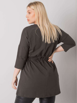 Ciemna khaki tunika plus size z wiązaniem Tulsa