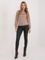 Ciemnobeżowa bluzka z bufiastym rękawem RUE PARIS