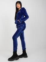 Hurt Kobaltowy komplet welurowy z bluzą z kapturem Melody