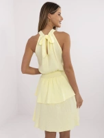 Jasnożółta rozkloszowana sukienka z muślinu
