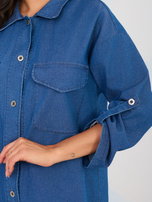 Niebieska jeansowa sukienka z kieszeniami RUE PARIS 