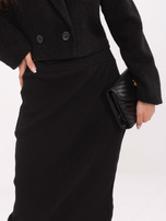 Czarna prążkowana spódnica basic z rozcięciem