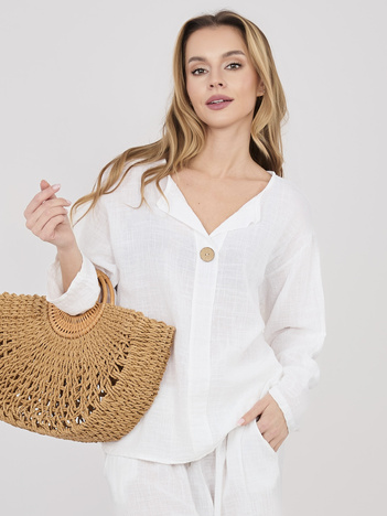 Ecru bawełniana bluzka na lato