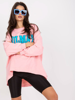 Jasnoróżowo-niebieska bluza oversize bez kaptura