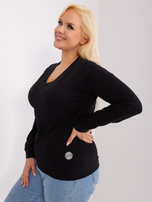 Hurt Czarna damska bluzka plus size z dekoltem V 