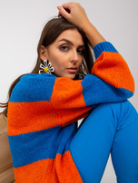 Hurt Niebiesko-pomarańczowy kardigan z szerokim rękawem OCH BELLA 