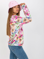 Hurt Ecru welurowa bluzka z nadrukiem i dekoltem w serek RUE PARIS 