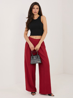Ciemnoczerwone letnie spodnie typu palazzo SUBLEVEL 
