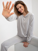 Jasnoszary komplet welurowy ze spodniami Brenda RUE PARIS