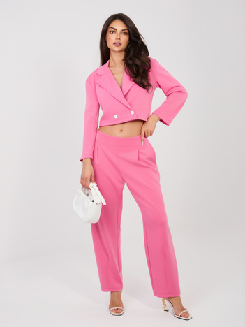 Ciemnoróżowy dresowy komplet w eleganckim stylu RUE PARIS 