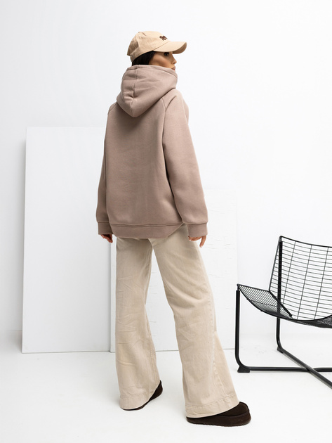 Ciemnobeżowa bluza kangurka z kapturem RUE PARIS